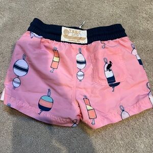 Pink Kids Swim Shorts with Nautical Print